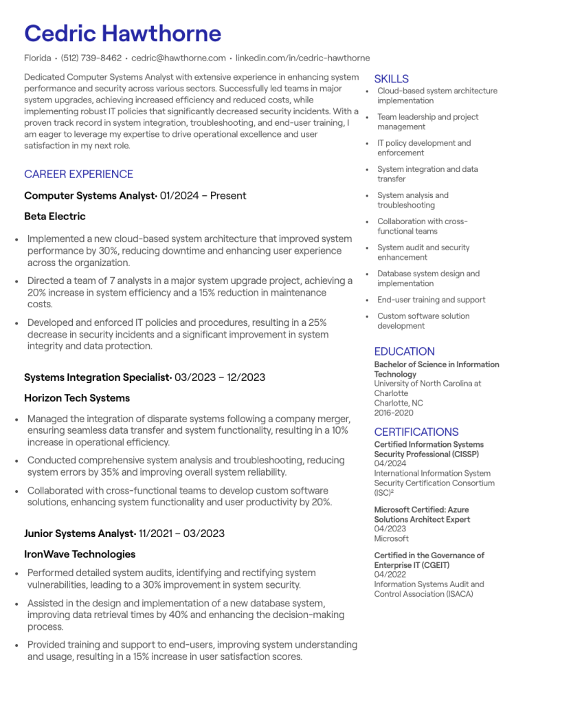 The “Systems Integration & Data Flow Analyst” Resume