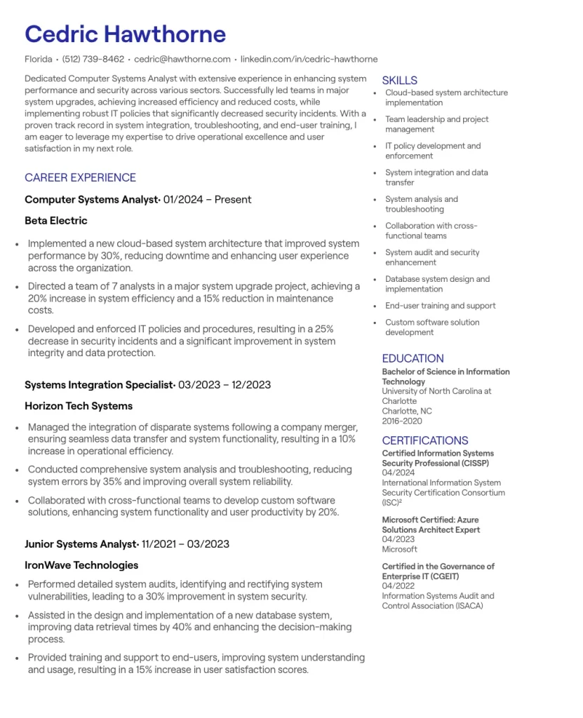 The “Systems Integration & Data Flow Analyst” Resume