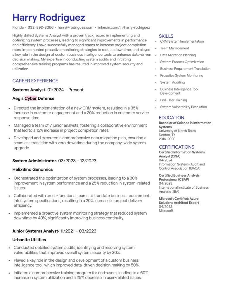 The “System Optimization & Data-Driven Analyst” Resume