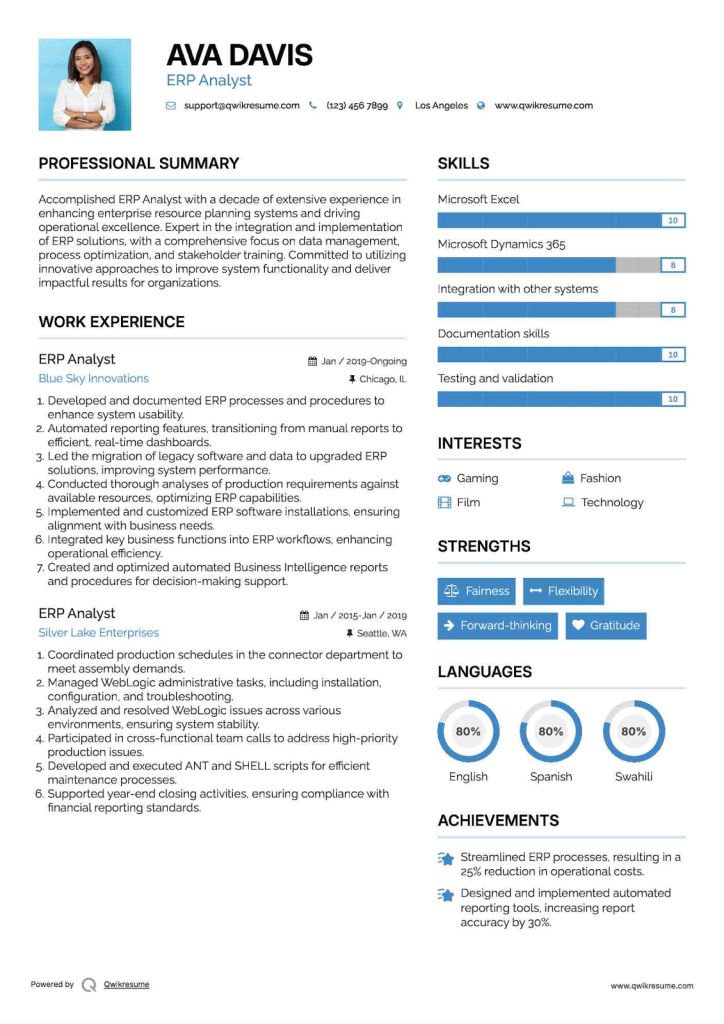 The “Process-Driven ERP Analyst with Strong Documentation Skills” Resume